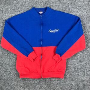 Textile Prints Sweatshirt Mens‎ L Blue Red Steamboat Zip Vintage Colorblock USA